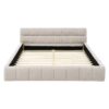 Modern Queen Size Upholstered Bed Frame With Headboard Thick - Beige - Image 10