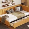 Twin Size Upholstered Daybed With 2 Storage Drawers, Sofa Bed Frame No Box Spring Needed - Yellow - Image 12