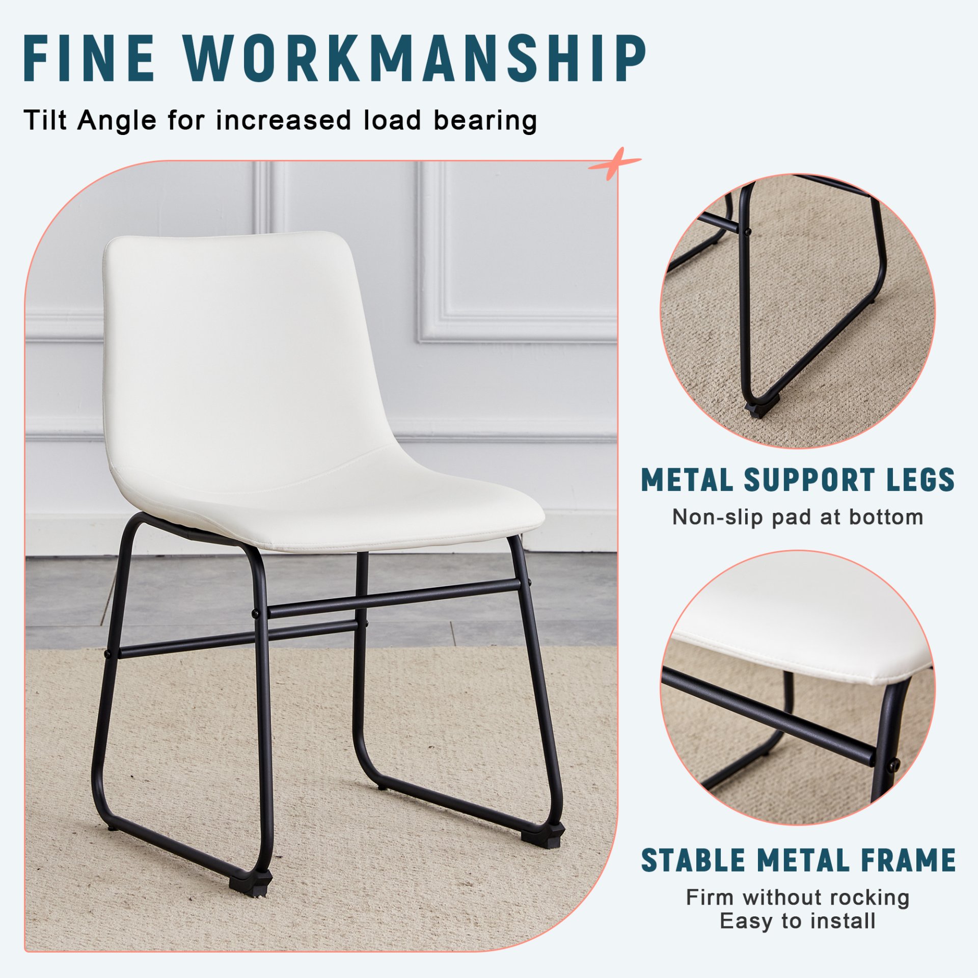 (Set of 4) Classic Chairs, A Stylish Seat Perfect For Modern Minimalist And Industrial Style Environments - White - Image 9