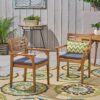 Outdoor Dining Chair With Slat Back And Acacia Wood Frame (Set of 2) - Gray / Teak - Image 5