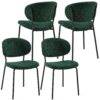 Boucle Dining Chairs, Modern Dining Room Chairs With Black Metal Legs, Armless Kitchen Chair For Dining Room, Living Room (Set of 4) - Dark Green - Image 4