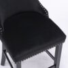 Contemporary Velvet Upholstered Wing-Back Barstools With Button Tufted Decoration And Wooden Legs, And Chrome Nailhead Trim, Leisure Style Bar Chairs, Bar Stools (Set of 4) - Black - Image 9