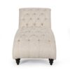 Chaise Lounge With Button Tufted Diamon Stitch - Beige - Image 7