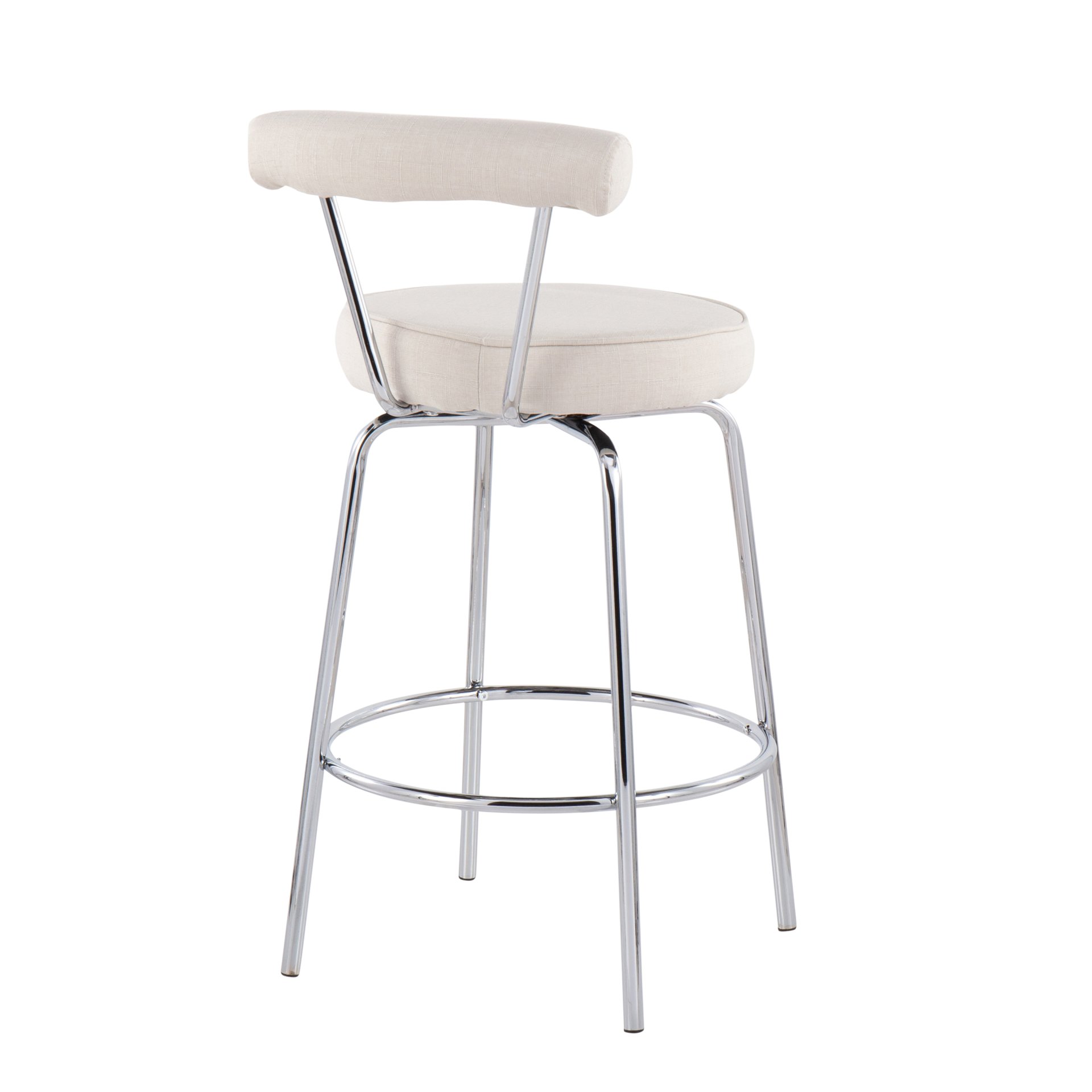 Rhonda - Contemporary Counter Stool (Set of 2) - Chrome / Cream - Image 4