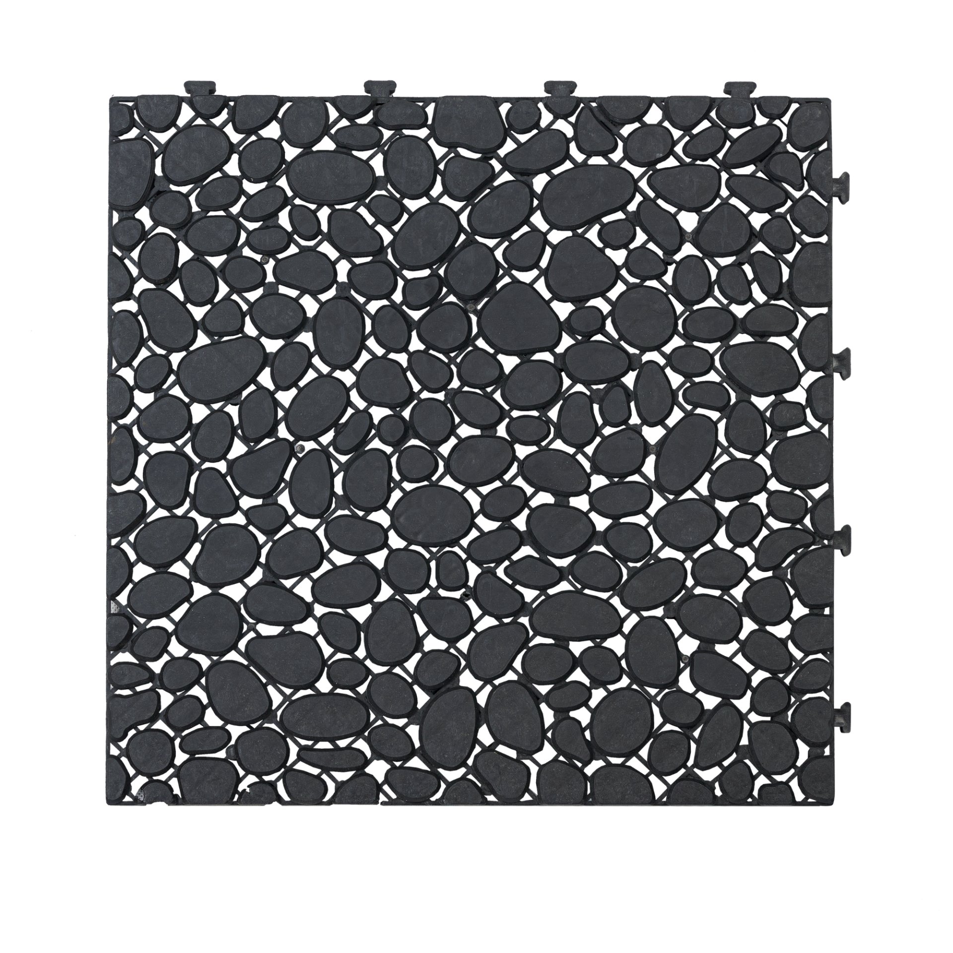 Interlocking Deck Tiles Plastic Waterproof Outdoor All Weather Anti-Slip Bathroom Shower Balcony Porch Strong Weight Capacity Upto 440 Lbs, Pebble Stone Pattern Pack Of 12 - Black - Image 12
