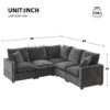 Modern L Shape Modular Sofa, 5 Seat Chenille Sectional Couch Set With 2 Pillows Included, Freely Combinable Indoor Funiture - Black / Gray - Image 21