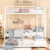 Full Long Over Queen Metal Bunk Bed With Trundle - White - Image 15