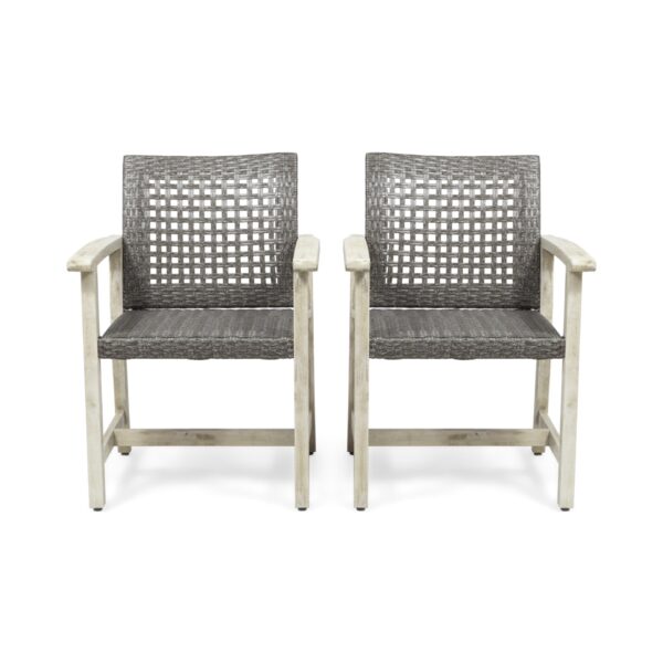 Outdoor Dining Chair (Set of 2) - Light Gray / Mix Black