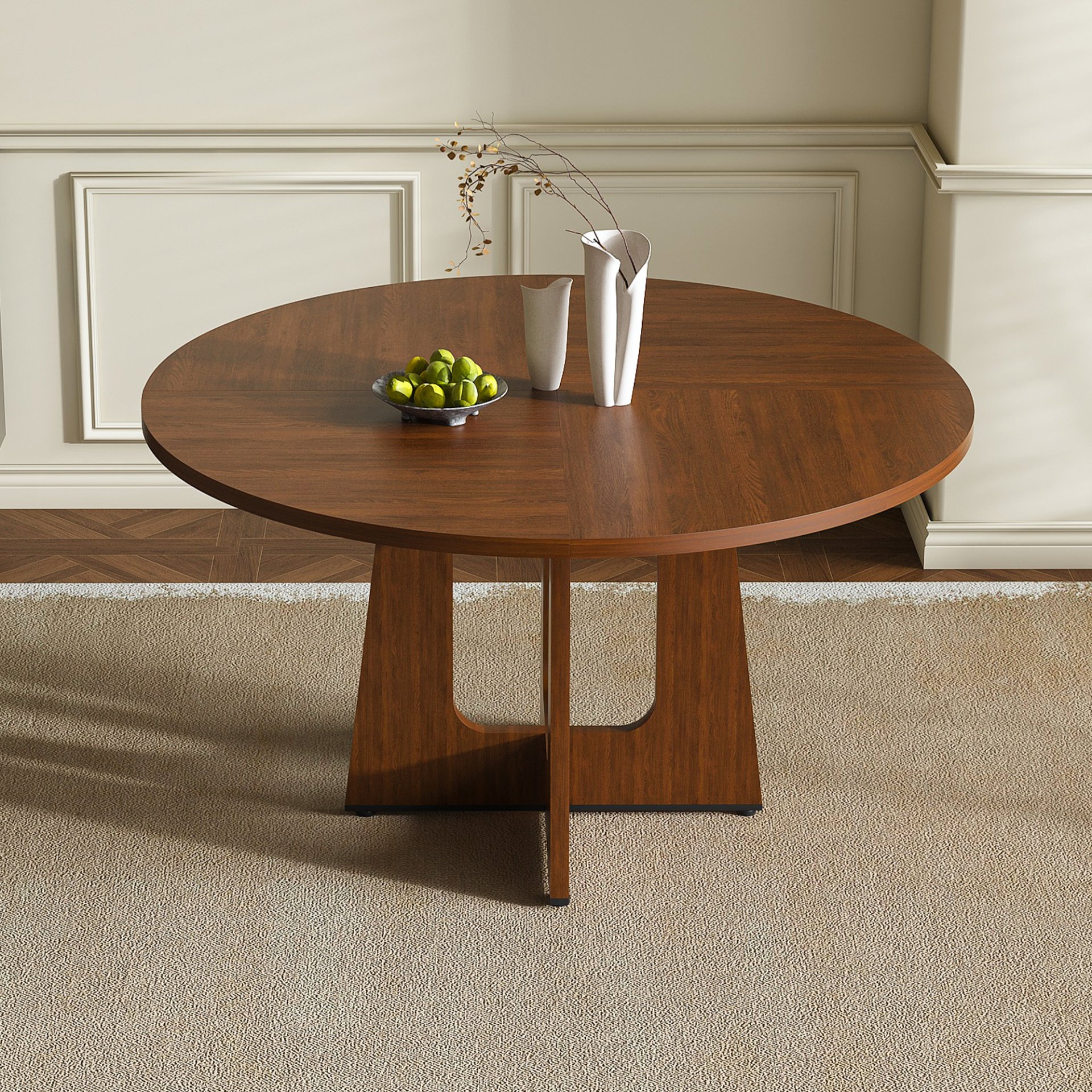 Spiced Round Dining Table For 4 - Walnut - Image 2