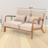Leisure Chair With Solid Wood Armrest And Feet, Mid-Century Modern Accent Sofa, 2 Seat - Beige - Image 3