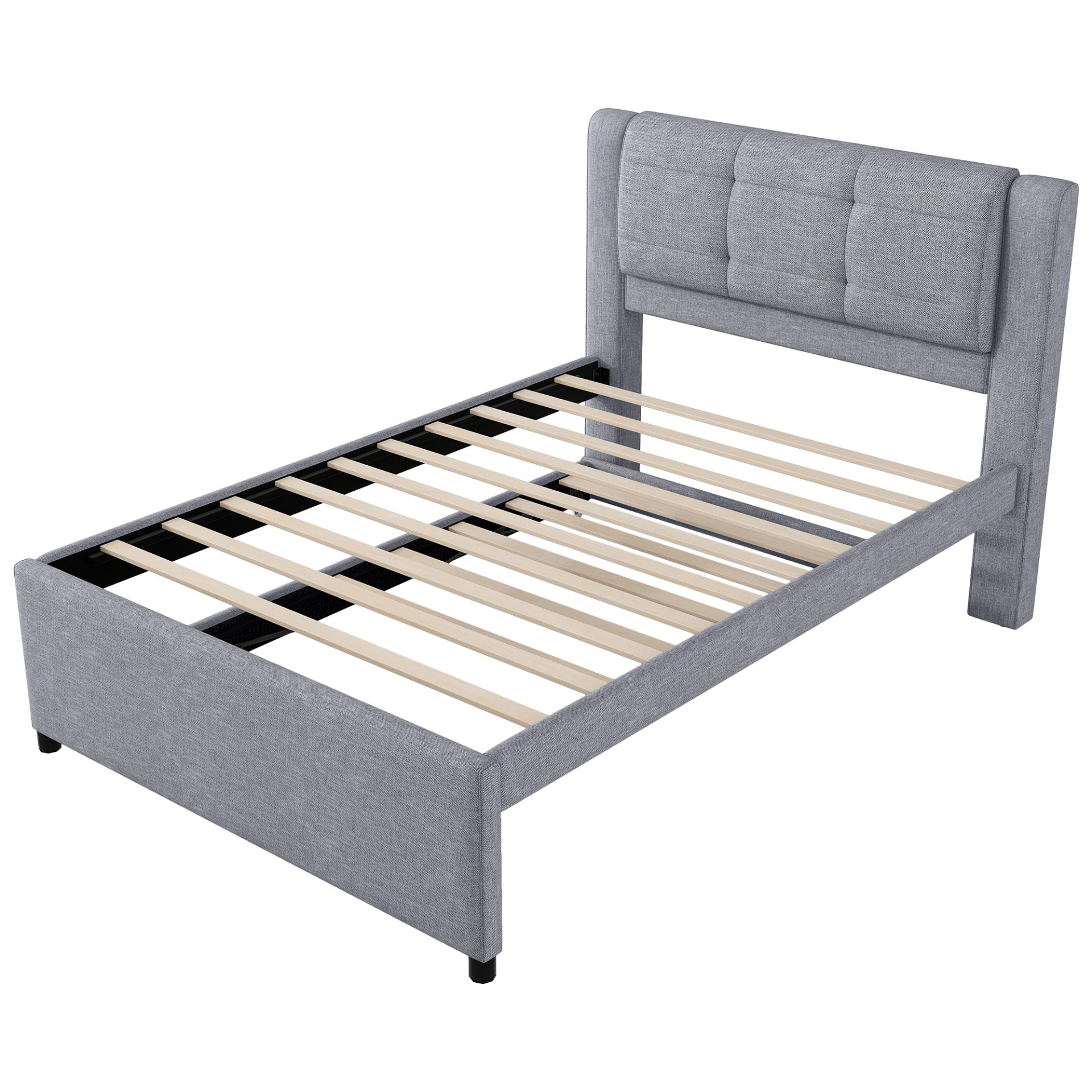 Full Size Upholstery Platform Bed With Trundle,Trundle Can Be Flat Or Erected - Gray - Image 10