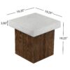 Mgo Square Side Table With Faux Stone Top And Wood Frame - Antique White / Natural Wood - Image 3