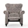 Accented Push Back Recliner Chair With Rolled Arms, Cocooning Comfort - Brown Gray - Image 5