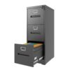 Premium Metal 3 Drawer File Cabinet With Lock For A4 Legal / Letter Size Storage, Steel - Brushed Nickel - Image 4