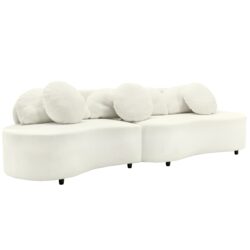 Modern Living Room Sofa, Lamb Velvet Upholstered Couch Furniture For Home Or Office - Beige