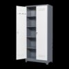Metal Storage Cabinets, Cleaning Tool Cabinet With Locking Door, Tall Broom Tool Organizer, Large Storage Cabinet For Kitchen - Gray / White - Image 11