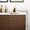 Mid-Century Modern White Dresser 6 Drawer - Dark Brown / White - Image 8