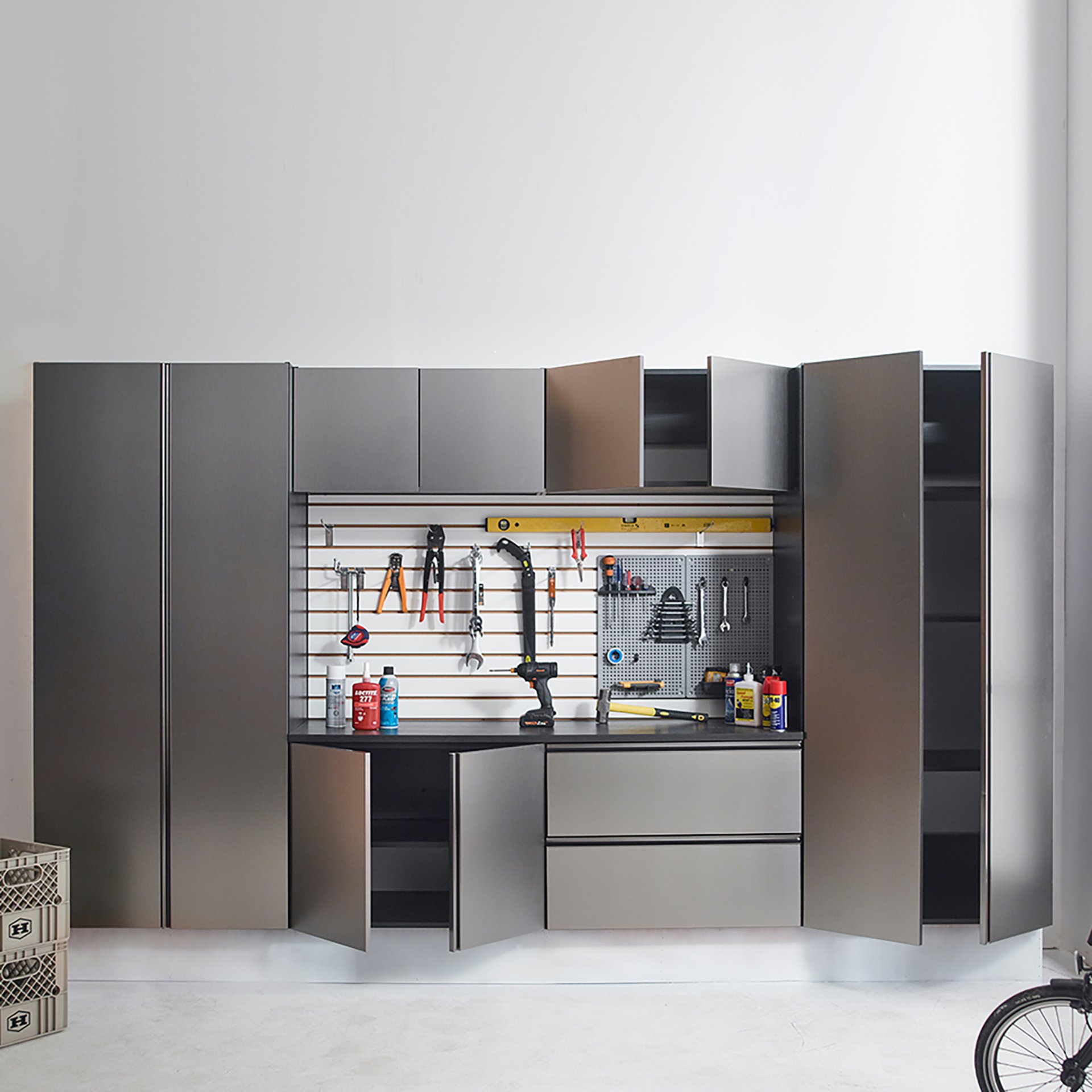 Nova - Series Garage Cabinet Set A With Soft Closing Doors - Metallic Gray - Image 2