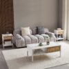 40.16" Rattan Coffee Table, Sliding Door For Storage, Metal Legs, Modern Table For Living Room - White - Image 5