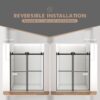 Frameless Shower Door, Double Sliding Shower Door, Clear Tempered Glass Shower Enclosure With Square Rail, Double Side Easy Clean Coat, Finished With Buffer - Matte Black - Image 6