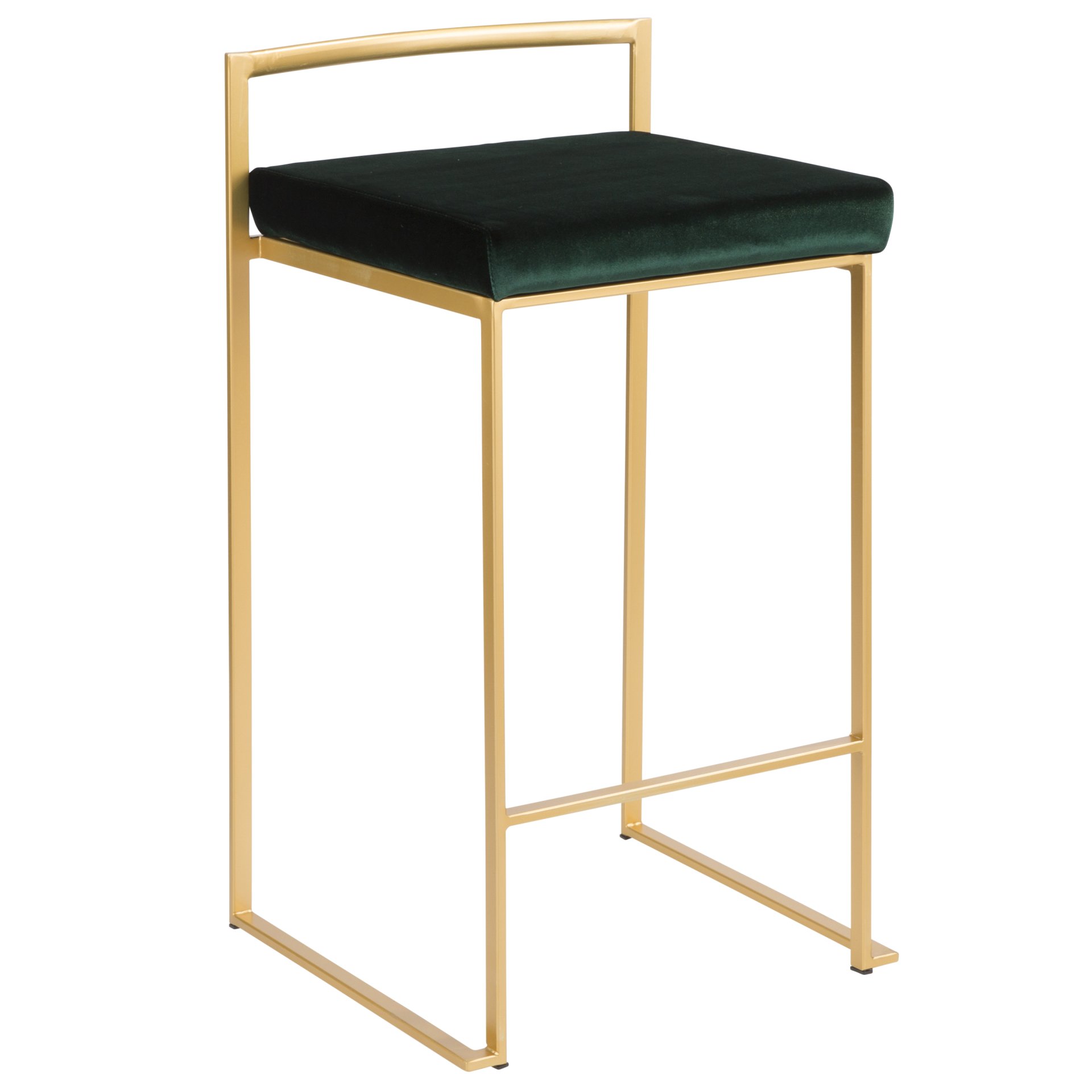 Fuji - Contemporary / Glam Stackable Counter Stool (Set of 2) - Gold / Green - Image 2