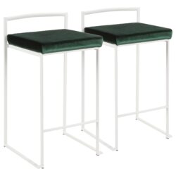 Fuji - Contemporary Stackable Counter Stool (Set of 2) - White / Green