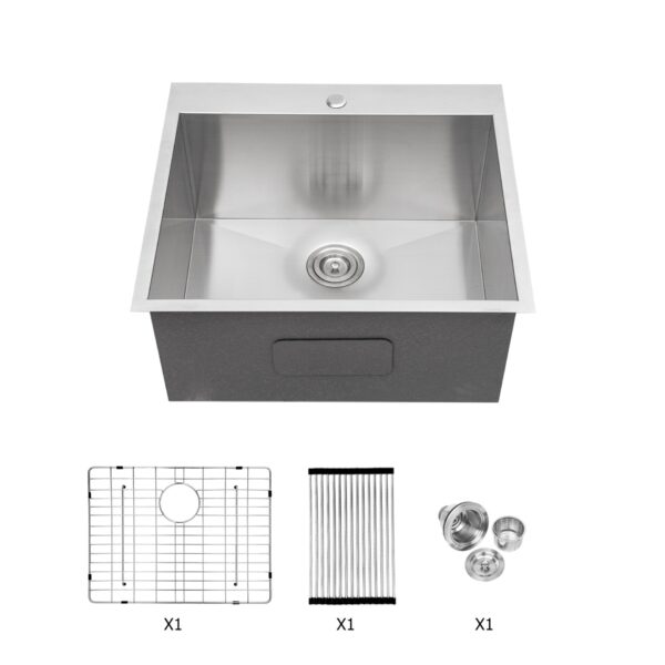 Laundry Sink Topmount Utility Sink 16 Gauge Stainless Steel 12" Deep Single Bowl - Black