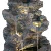Tall Slim Fountain With LED Lights, 5 Tiered Cascading Water Feature, Outdoor Accent For Patios And Balconies - Gray - Image 11