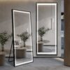 LED Mirror Full Length Mirror With Lights Wide Standing Tall Full Size Mirror For Bedroom Giant Full Body Mirror Large Floor Mirror With Lights Stand Up Dressing, Big Lighted Mirror - Black - Image 3