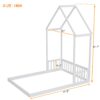 Full Roof-Framed Headboard Floor Bed With Headboard Guardrails - Without Slats White - Image 14
