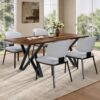 5 Pieces Modern And Metal Dining Set - Gray / Black / Walnut - Image 2