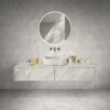 Marble Bathroom Accessories Set, Genuine Marble, Real Stone, 6 Piece Set - Beige / Gold - Image 2