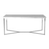Modern Glam Metal And Faux Marble Coffee Table - White / Chrome - Image 2