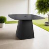 Rounded Square Outdoor Pedestal Dining Table - Ember Black - Image 2
