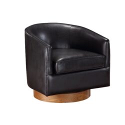 Maisy - Contemporary Barrel Swivel Chair With Wood Base - Brown