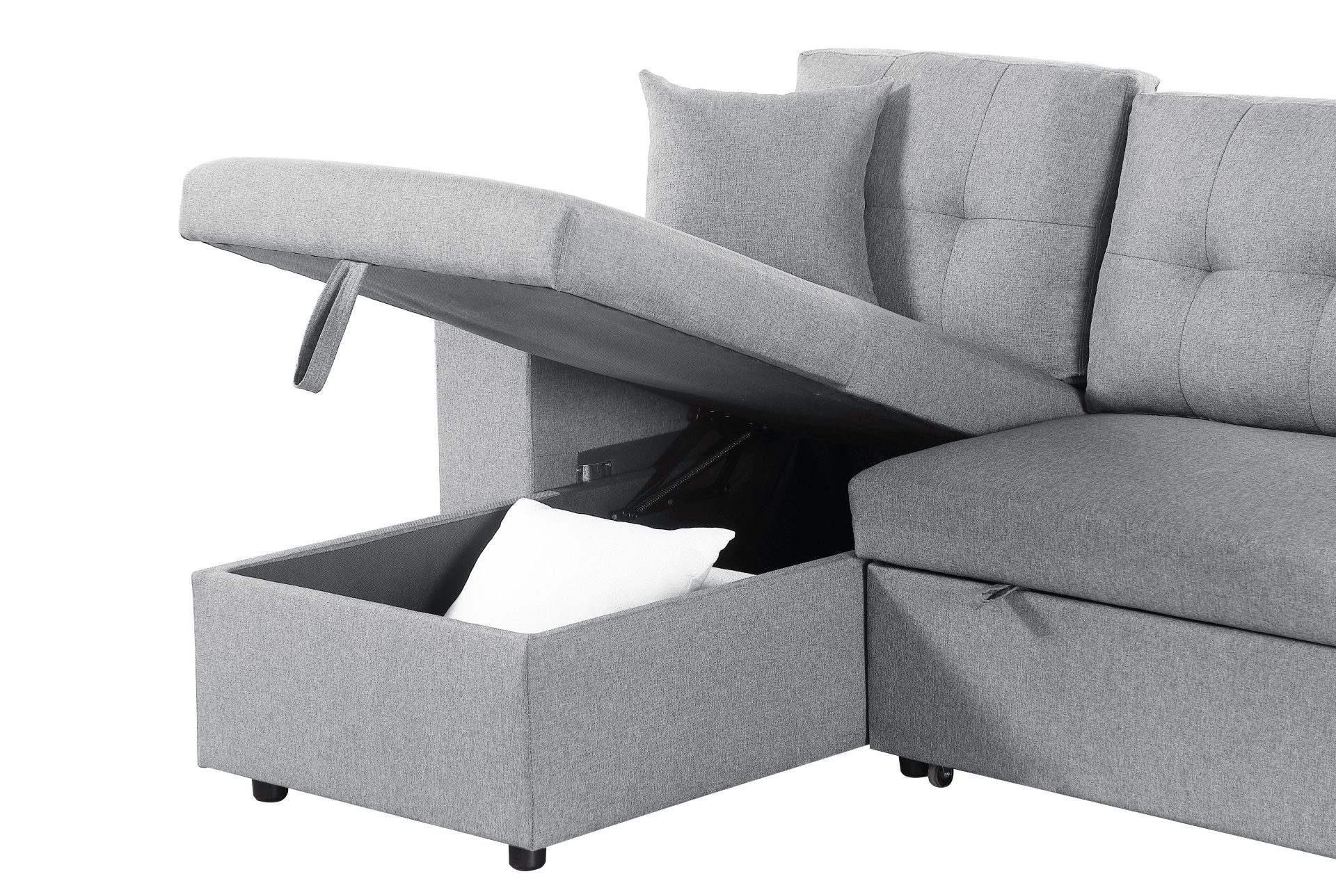 Daniel - Upholstered Reversible Sectional With Pull Out Loveseat - Light Gray - Image 2