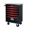 6 Drawer Multifunctional Tool Cart With Wheels, Metal Rolling Tool Cart Storage For Garage Workshop Warehouse Repair Shop With Stainless Steel Roof - Black / Red - Image 12