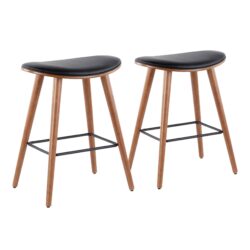 Saddle - Mid-Century Modern Counter Stool (Set of 2) - Walnut / Black