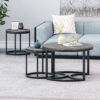 Icebergs - 3 Piece Coffee Table Set With Wood Top And Iron Base - Black / Gray - Image 4