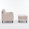 Beige Upholstered Armchair And Storage Ottoman Set, Comfortable Single Sofa With Cup Holders And Tufted Detailing, Ideal For Living Room Or Bedroom - Beige - Image 18