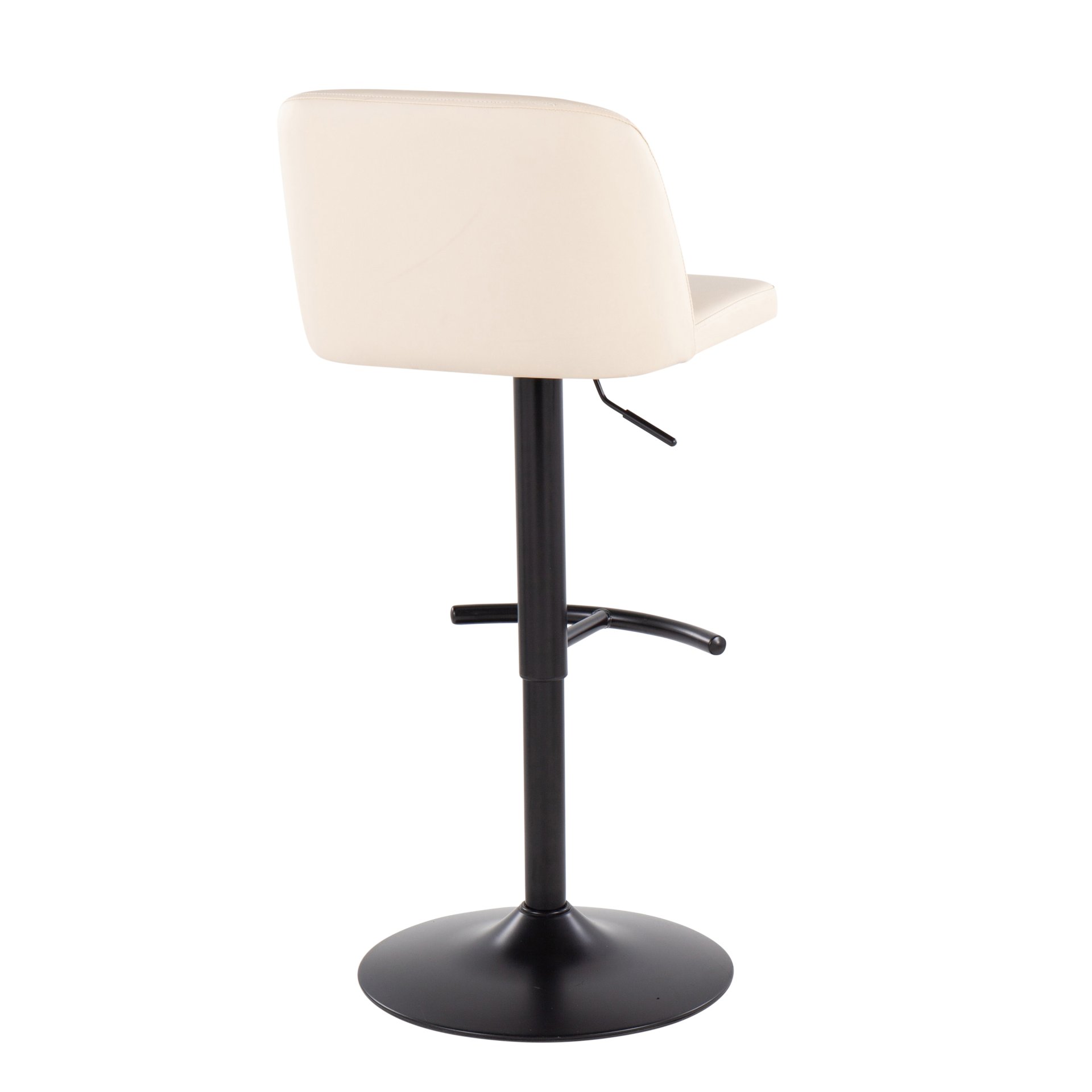 Toriano - Contemporary Adjustable Bar Stool With Rounded T Footrest (Set of 2) - Black / Cream - Image 4