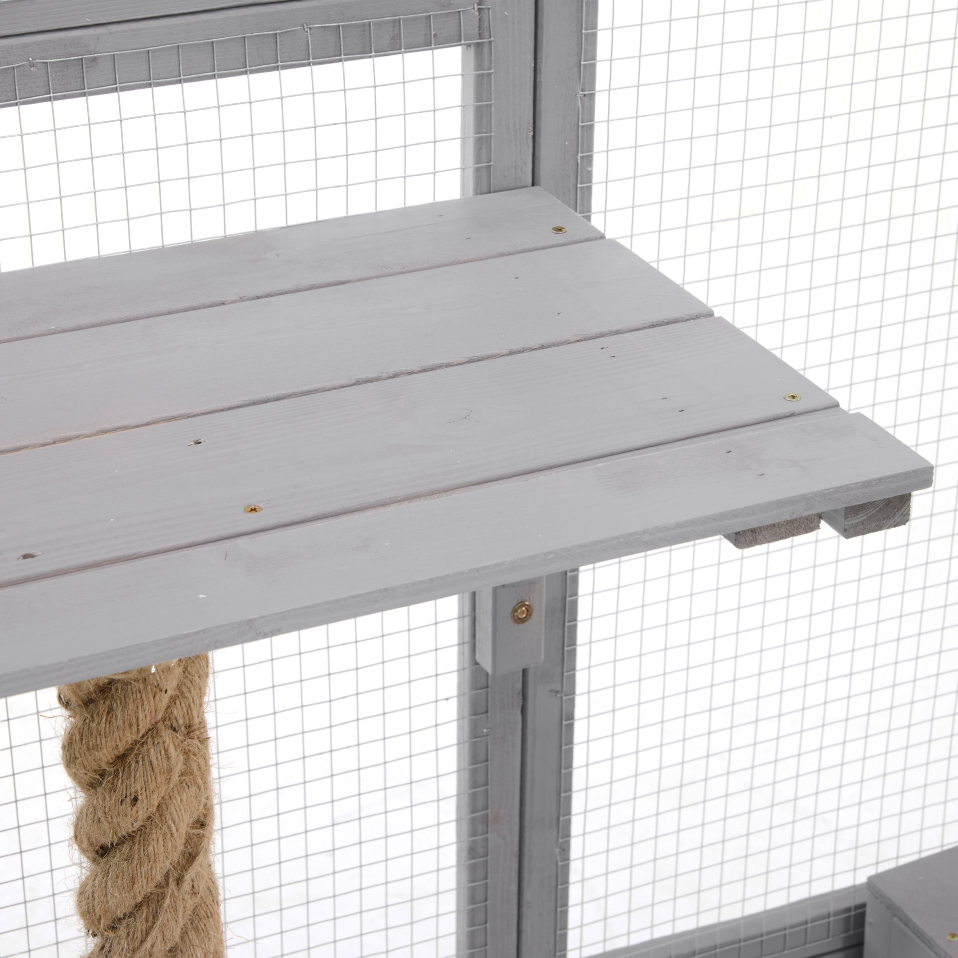 Outdoor Cat House, Diy Cat Enclosure Catio With Double Enter Doors - Light Gray - Image 19