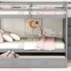 Full Over Full Bunk Bed With Twin Size Trundle And Staircase - Gray - Image 18