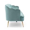 Modern Glam 3 Seater Sofa Velvet With Iron Legs - Turquoise - Image 6