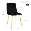 Modern Light Luxury Dining Chair With Gold Metal Legs (Set of 4) - Black - Image 3