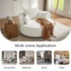 360 Degree Swivel Chair Accent Barrel Chair With Removable Pillows Chenille Fabric - Beige - Image 7