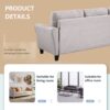 Modern Living Room Sofa Set Linen Upholstered Couch Furniture For Home Office - Light Gray - Image 6