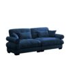 Modern Velvet 2 Seater Sofa & Bolstered Armrests And Pillows Large Size - Blue - Image 7