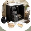 Bathroom Vanity With Ceramic Sink Combo, Frame Bathroom Storage Cabinet, Freestanding Vanity Set With 3 Drawers & Soft Closing Doors - Black - Image 6