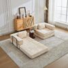 Convertible Floor Sofa Bed With Fixed Shape Frame, Loveseats Boneless Modular Sectional, For Living Room - Beige - Image 17